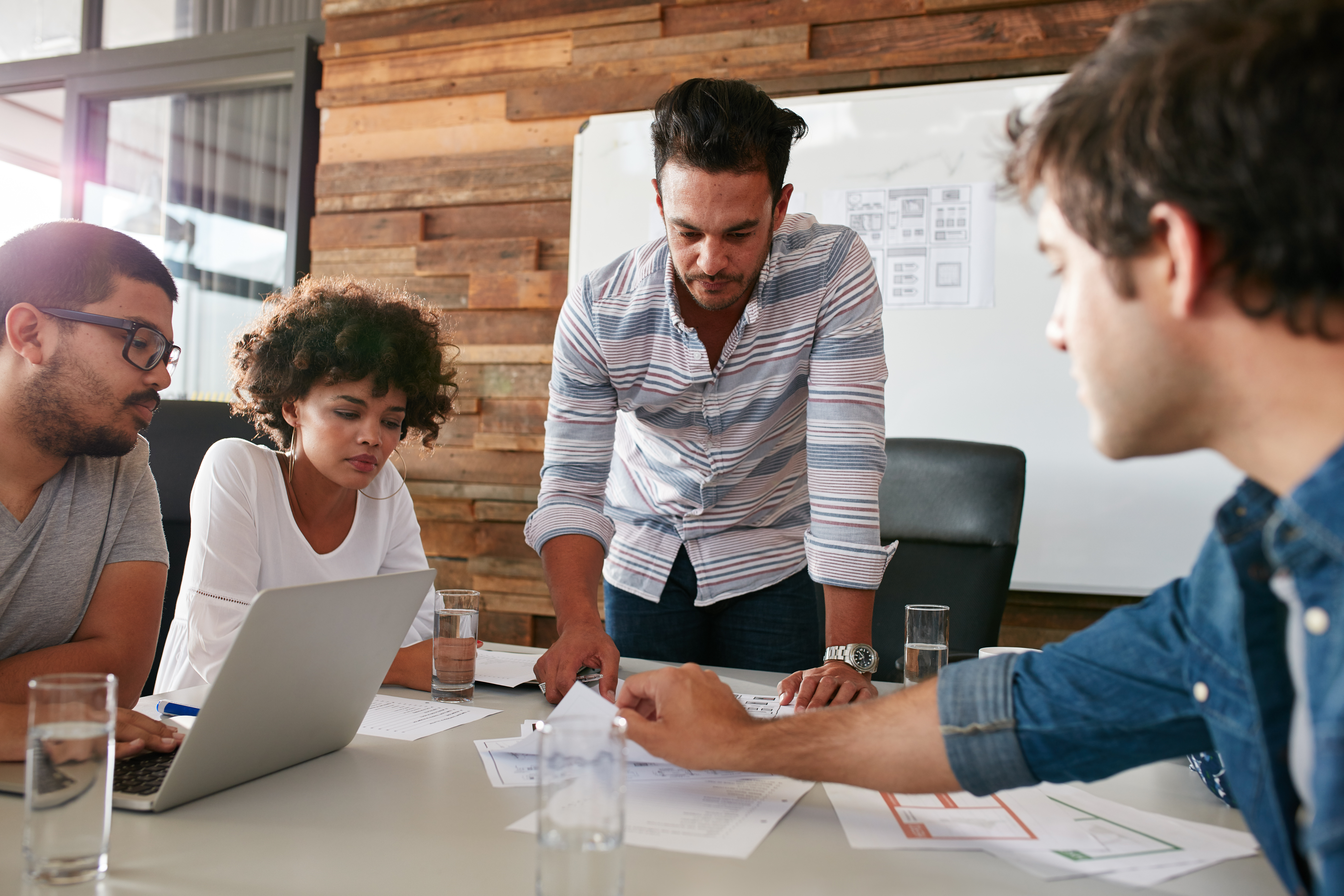 Small group of people meeting in an office conference room